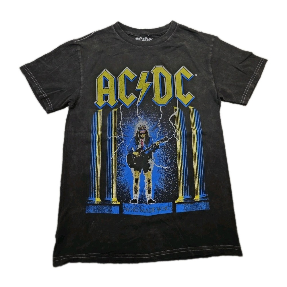 AC DC Who Made Who Tour '86 Shirt Small Rock Band Tee Vintage Style Black Unisex